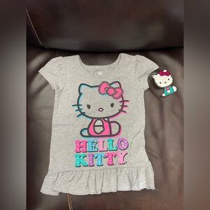 Hello Kitty Girls Gray Tee with Pink & Teal Graphic